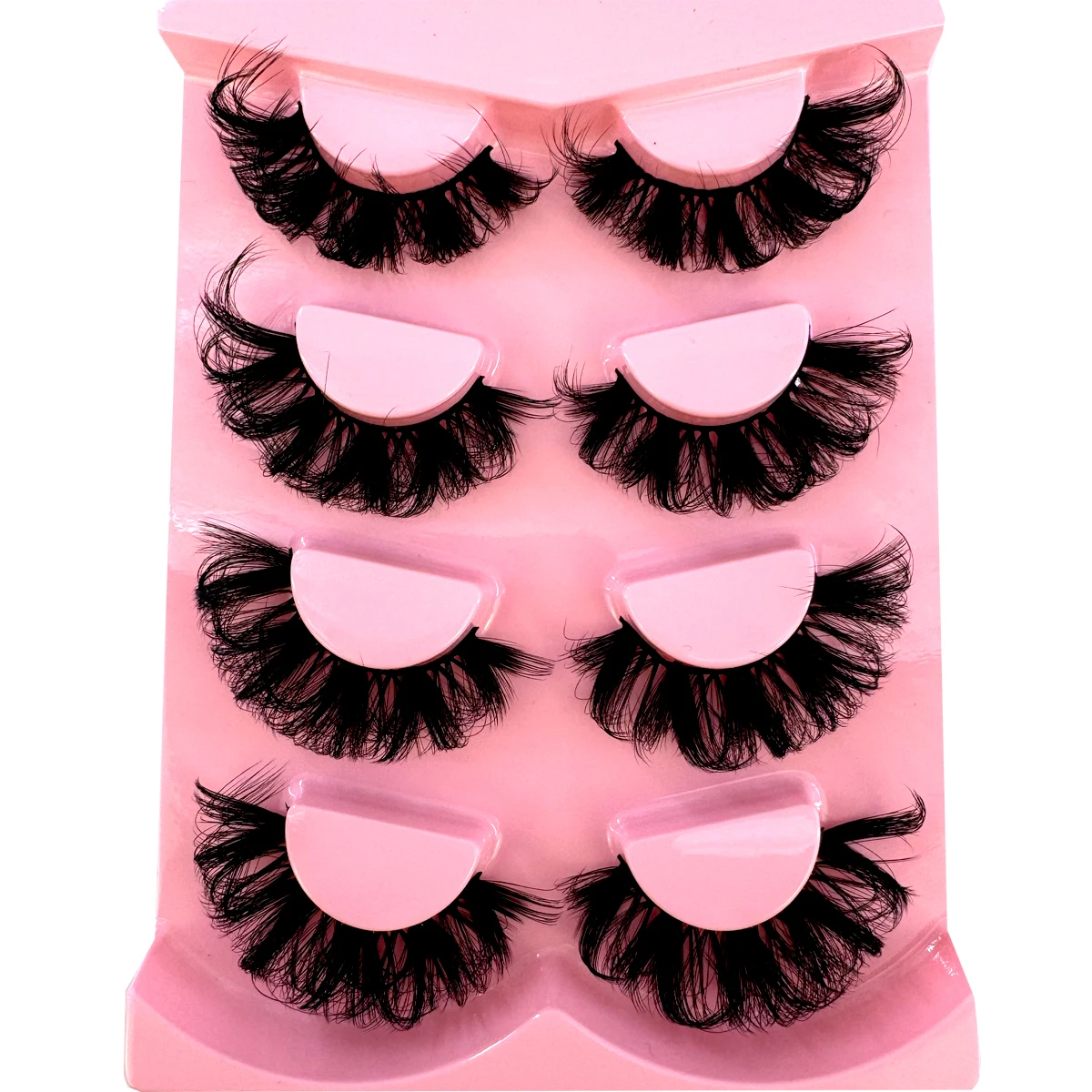 4 pares de pestañas postizas de visón 3D dramáticas, maquillaje de pestañas completo al por mayor