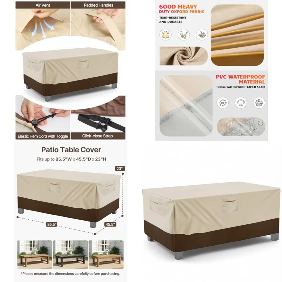 

Rectangular/Oval Patio Table Cover, Heavy Duty and Waterproof Outdoor Lawn Patio Furniture Covers, X-Large