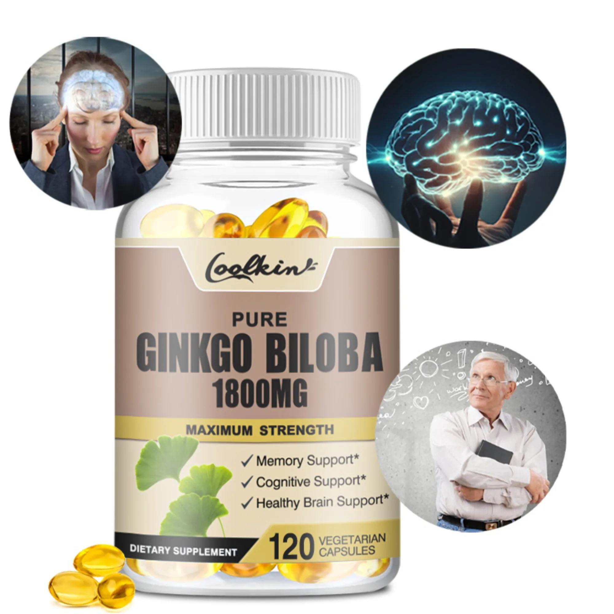 

Ginkgo Biloba - Improves Brain, Memory, Improves Circulation, Improves Cognitive Function, Increases Energy - 120 Capsules