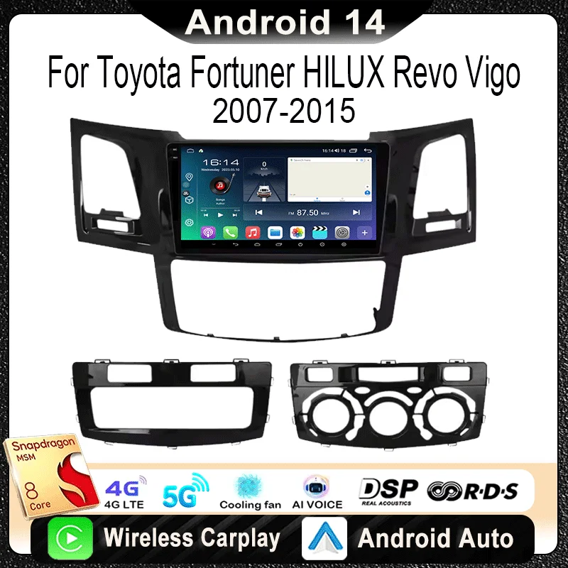 

For Toyota Fortuner HILUX Revo Vigo 2007 - 2015 Car Radio Multimedia Video Player Navigation Stereo GPS Android 14 Carplay