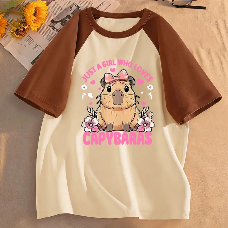 Just A Girl Who Love Capybaras T-Shirts mit schönem Design für Kinder, T-Shirt für Jungen und Mädchen, Sommer, Frühling, lässiges Top-T-Shirt