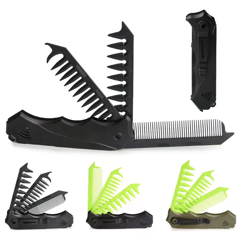 

Профессиональная складная расческа 3-в-1 с широкими зубьями для укладки волос, бороды и стрижки, инструмент для парикмахерских и салонов красоты