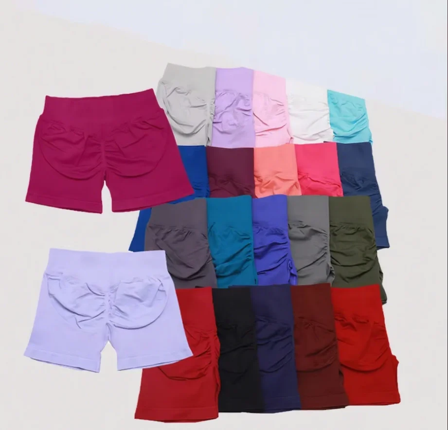 

Женские брюки для йоги с высокой талией, брюки для фитнеса, новые летние высокоэластичные спортивные шорты с подтяжкой бедер персикового цвета, трехточечные шорты