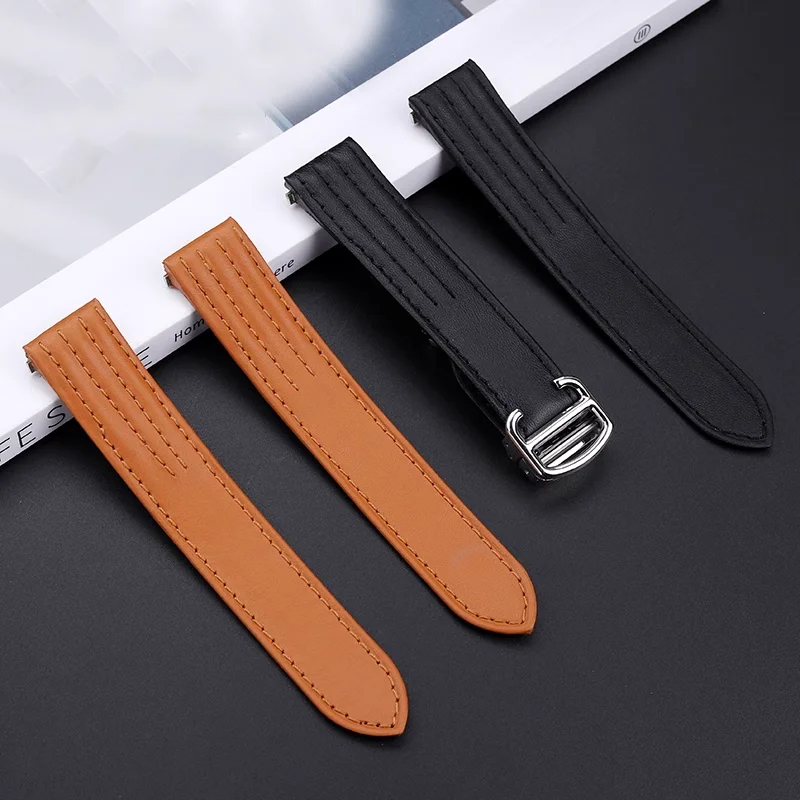 Correa de reloj de cuero de liberación rápida de 19 y 20mm para correa Cartier Roadster W6206017, pulsera con patrón de cocodrilo para hombres y mujeres, cierre plegable