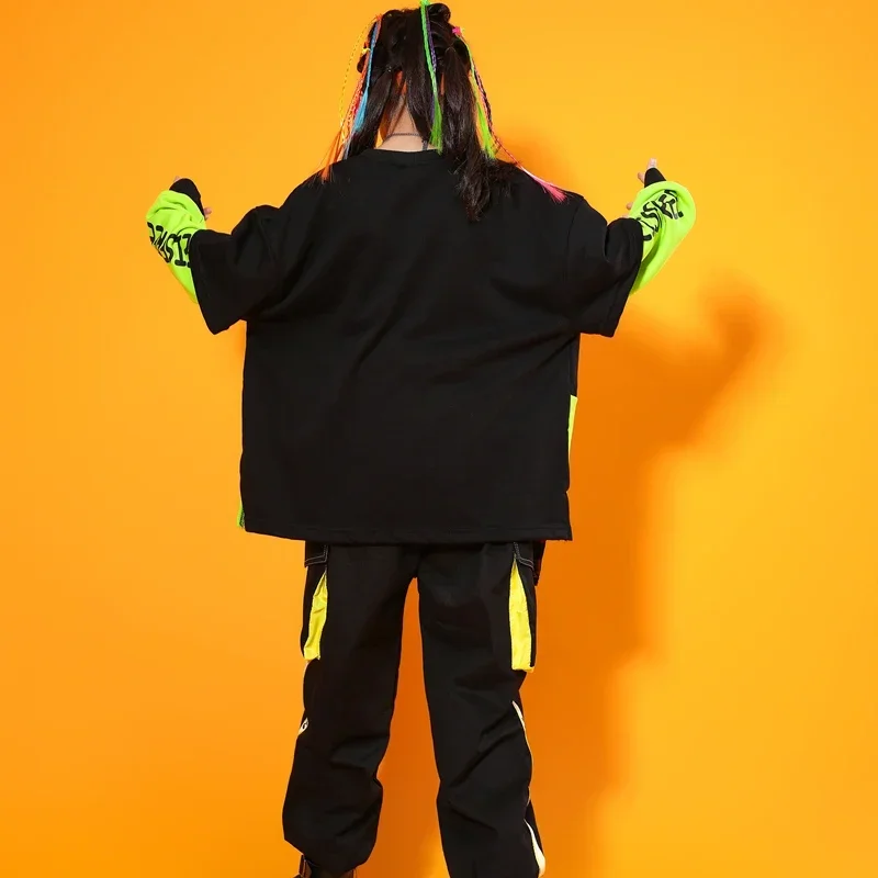 Ragazzi Hip Hop Streetwear ragazze Crop Top Cuff Cargo Pant Outfit bambino Patchwork felpa Joggers Street Dance bambini costumi Jazz