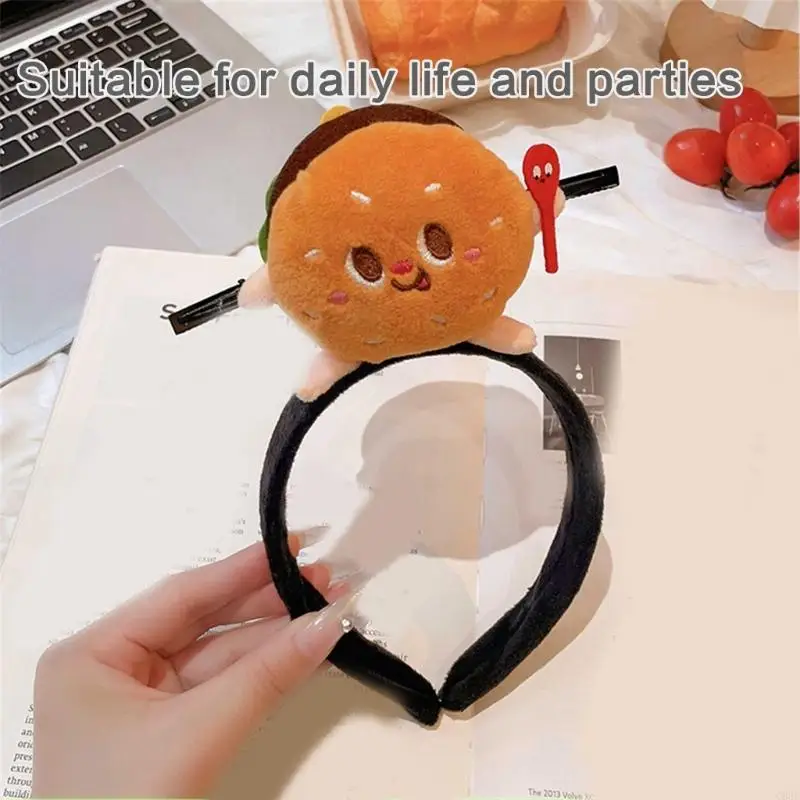 C63C Carnivals Hairhoop Plush Hamburger Headband Family Gathering Party Hairbands