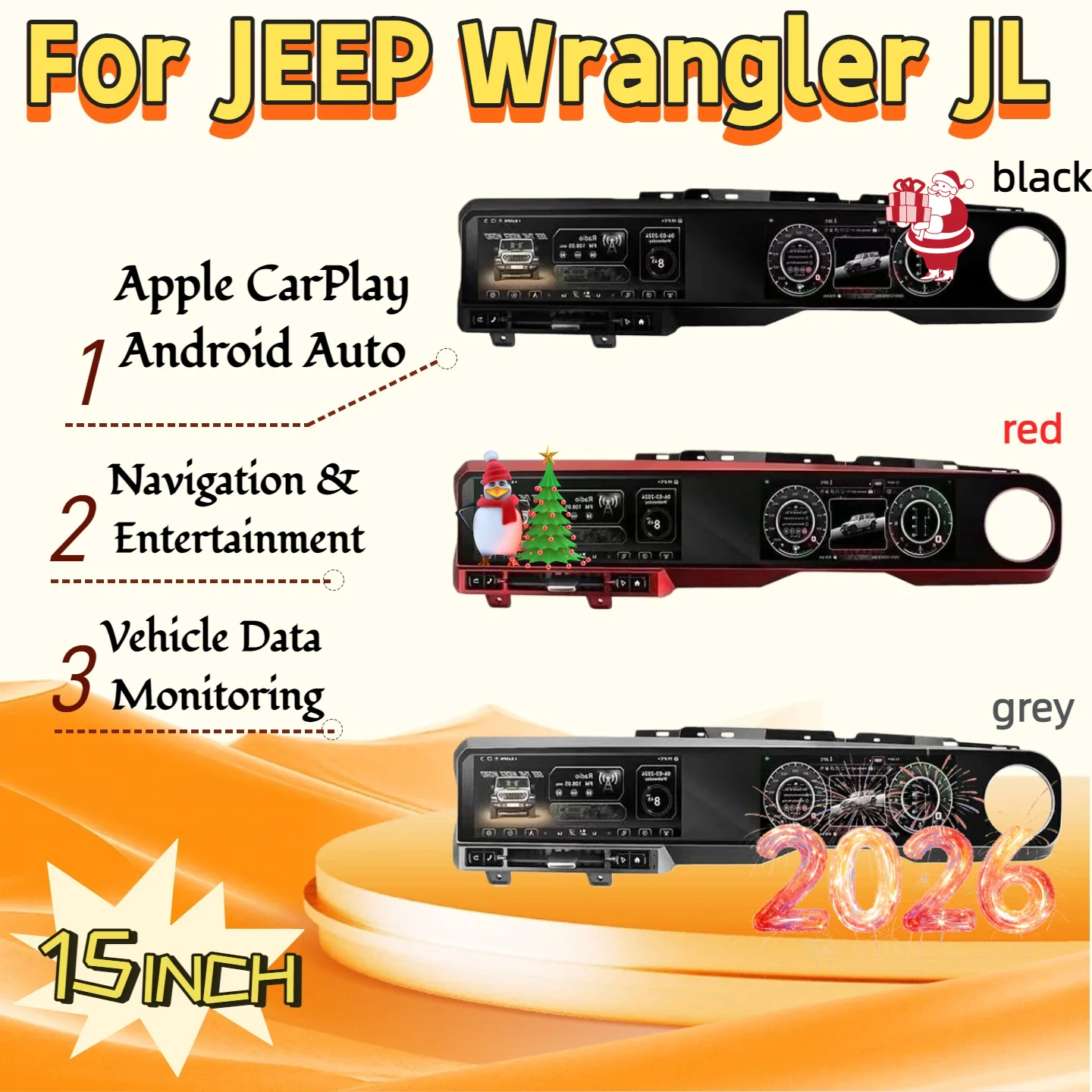 24.6inch Dual Screen CarplayAndroid Car Radio For JEEP Wrangler JL 2018-2022 Gladiator Multimedia Video Player GPS Navigation 4G