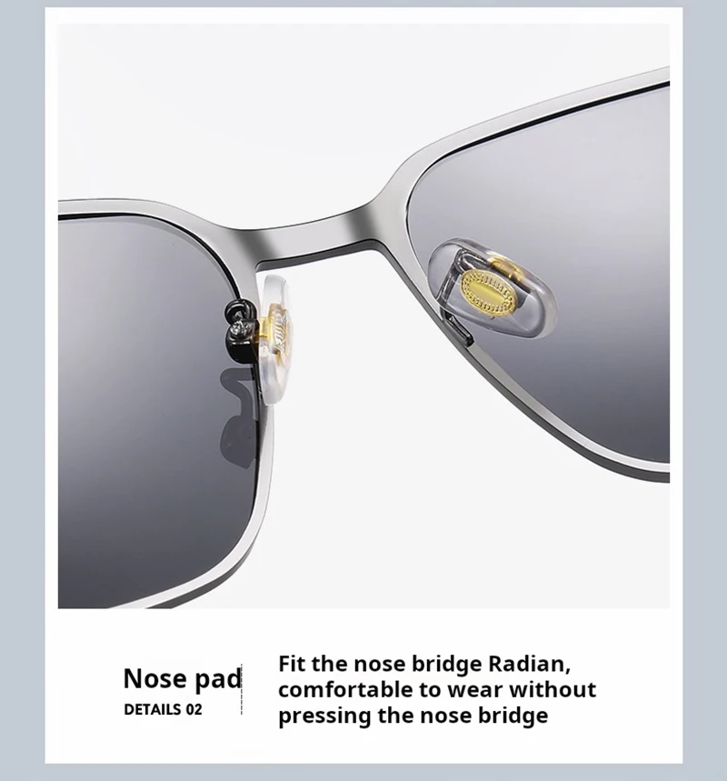 Ultra Licht Edelstahl Polarisierte Sonnenbrille Männer Hohe Qualität Metall Quadrat Männliche Sonnenbrille Mode Sommer Driving Shades UV400 – Detail 8