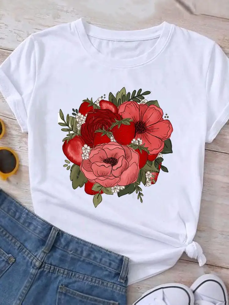 Book Love Flower Cute Graphic T Shirt Clothing Summer Short Sleeve Women Print Casual Fashion Clothes Tee T-shirt Female Top