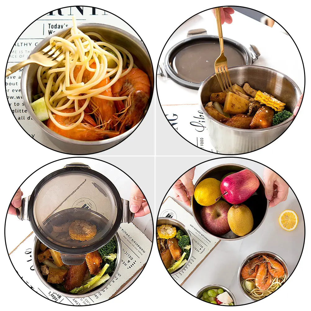 

Storage Box Fresh-keeping with Lid Bento Lunch Boxes Container Stainless Steel Food Thermal for