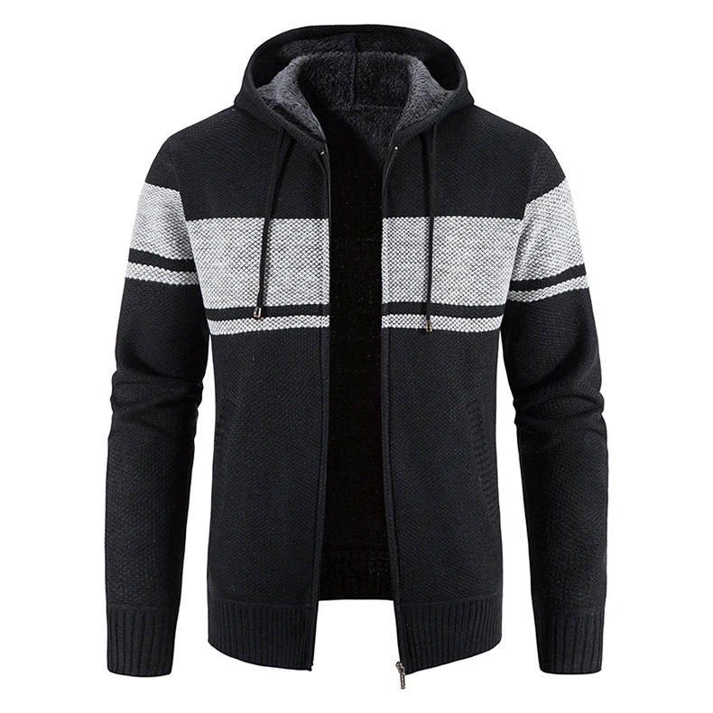 Männlich Gestrickte Casual Jacken mit Kapuze männer Pullover Mantel Y2K Hoodies Koreanische Streetwear Baseball Jumper Jersey Top Kleidung – Detail 2