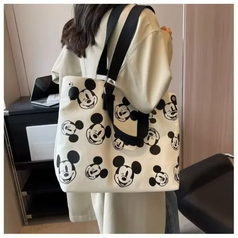 MINISO Disney Wholesale Trendy Mickey Mouse Canvas Tote - Large Capacity Women's Shoulder Bag, Hot for Daily Commute Day Gift