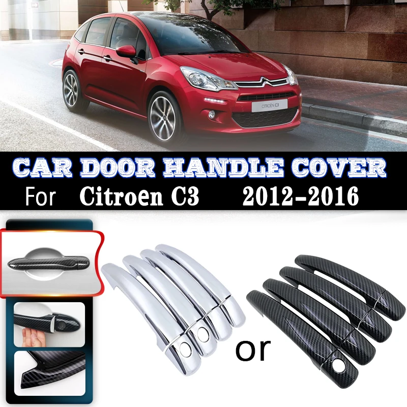 

Автомобильная имитация головного света для Citroen C3 2012 ~ 2016, хромированная крышка дверной ручки с защитой от царапин, комплекты отделки, автомобильные аксессуары