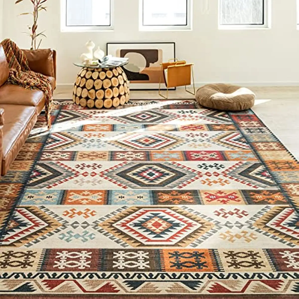 Moroccan Tribal Boho Vintage Carpet for Living Room Home Decoration Non-slip Sofa Coffee Table Mat Bedroom Carpets