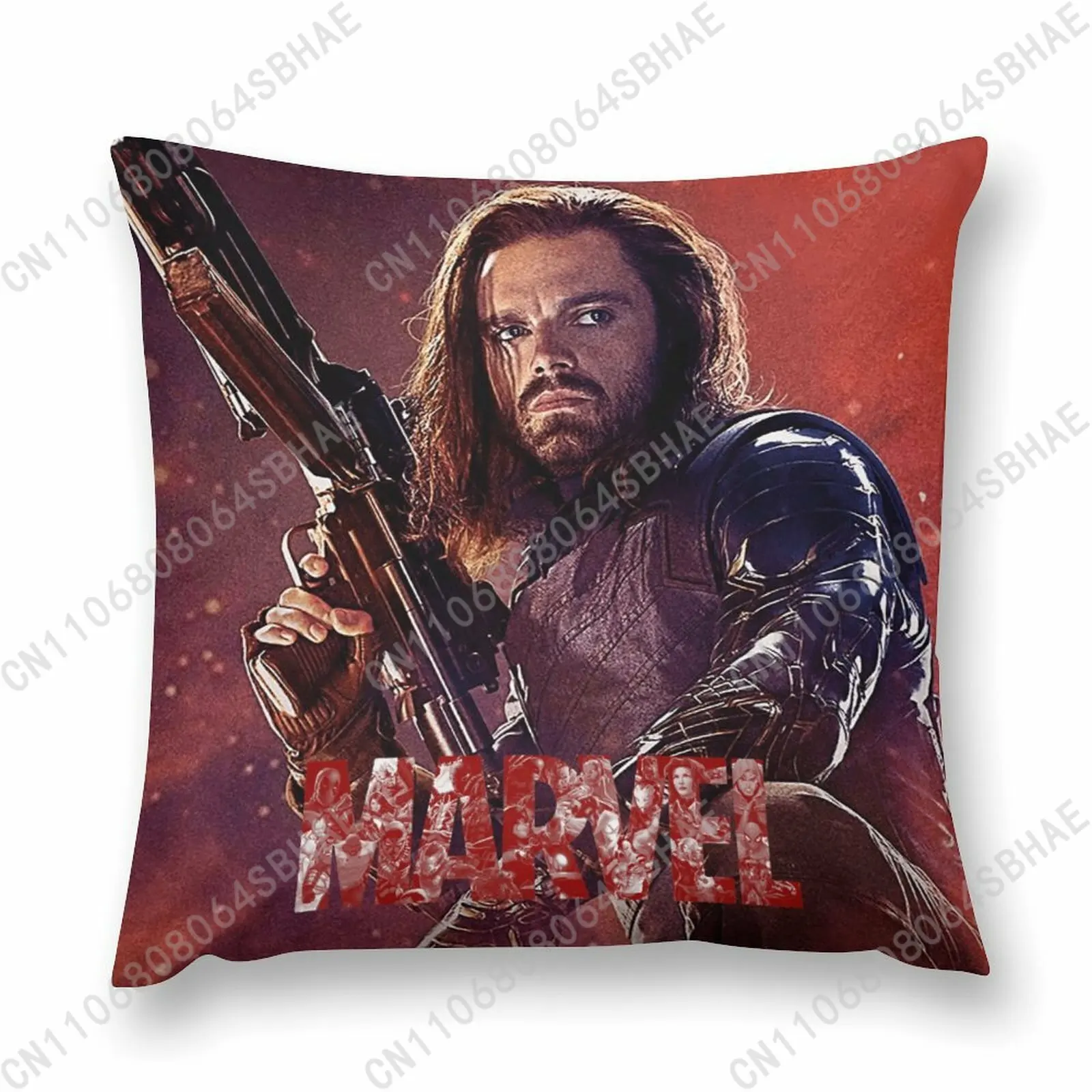 

Marvel Bucky Barnes Custom Pattern Short Plush Pillow Cover Soft Short Fur Cushion Living Room Personalized Decor Cosplay