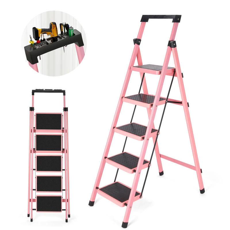 

Multifunctional Kitchen Step Stool Safety Folding Ladders Carbon Steel Thickened Indoor Herringbone Stair Telescopic Ladder