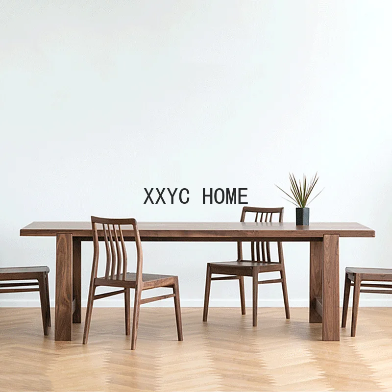 

Стол из черного орехового дерева для Северной Америки, итальянский минималистичный простой обеденный стол из массива дерева