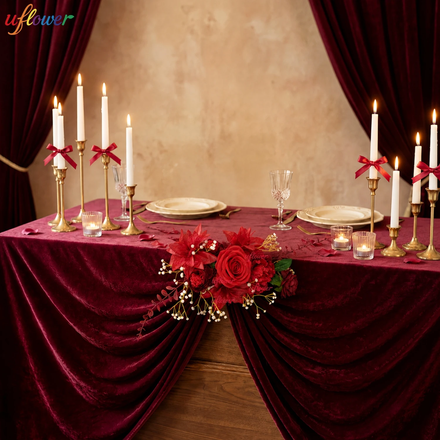 Wedding Decorative Chair Back Flowers Red Rose Banquet For Banquet Church Festival Birthday Party Outdoor Garden Aisle Flowers view 3