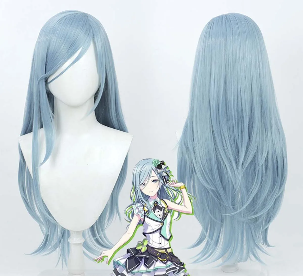 

Парик для косплея Hinomori Shizuku из Project Sekai Colorful Stage, длинный, светло-голубой, термостойкий, для женщин