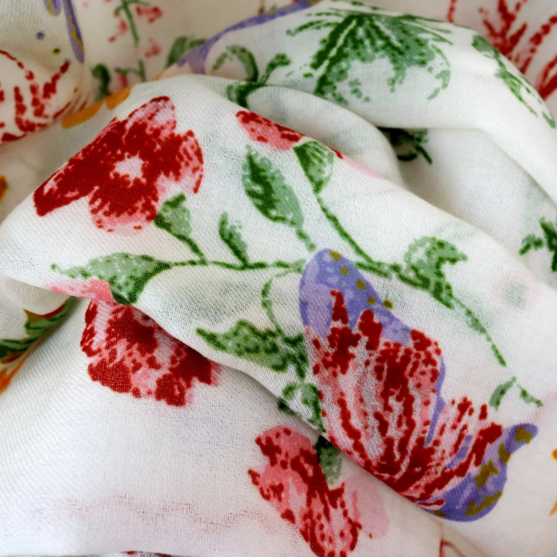 Winsleter-Women 100%Wool Elegant Long Scarf, 200*100CM Floral Print, Mom Gift French Chic Shawl Scarves, 2026 Spring A62281CC