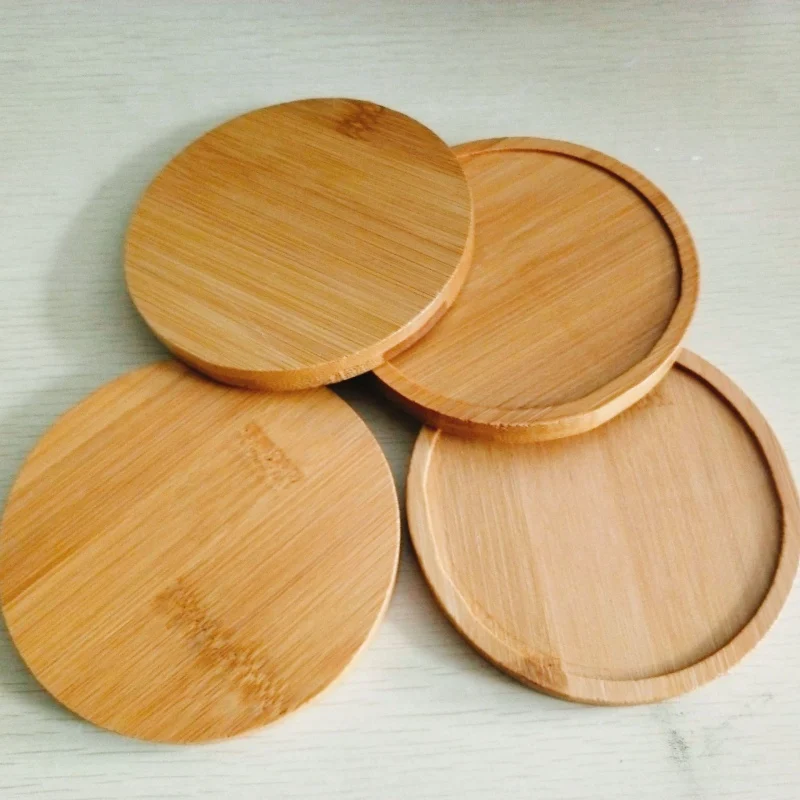 Round Bamboo Tray Bonsai Holder Flower Pot Tray Cup Pad Coaster Plate Wooden Flowerpot Tray Home Office Decor Planter Pots Mat