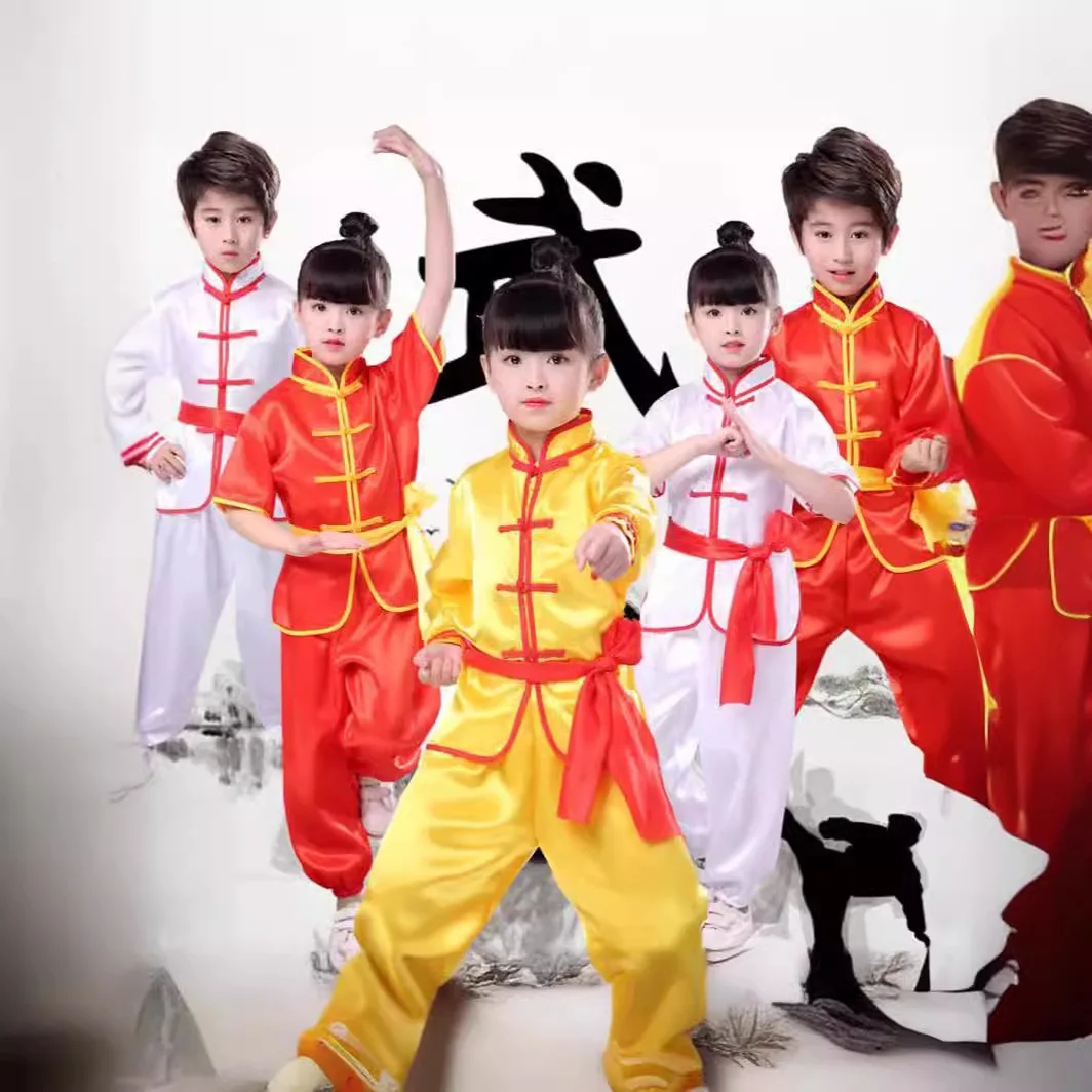 Chinese Traditional Wushu Costume Clothes Kid Boys Girls Kungfu Pak Tai Chi Martial Art Uniform Outfits