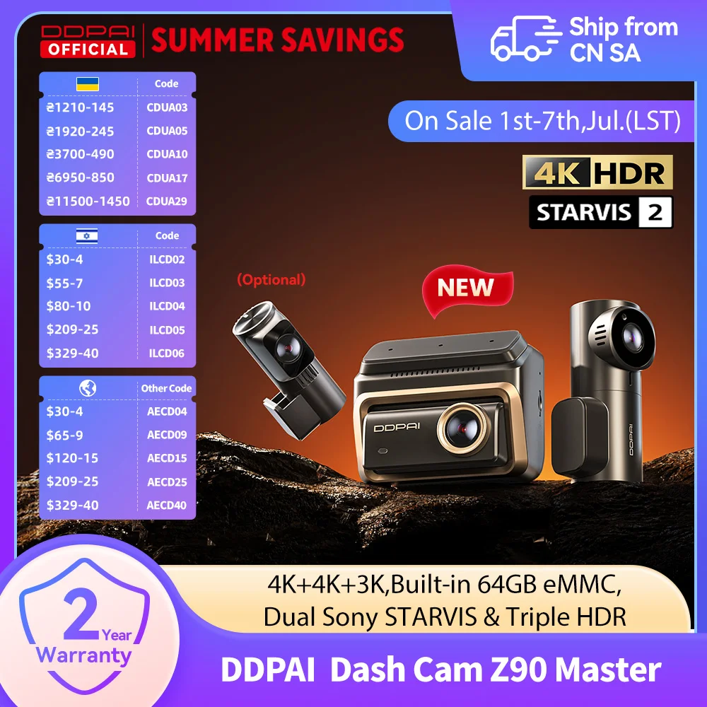 DDPAI 4K + 4K nuevo Z90 Master Dual 4K frontal trasero Dual HDR para Sony cámara de salpicadero de coche ADAS estacionamiento 5GHz WiFi cámara DVR grabadora de vídeo
