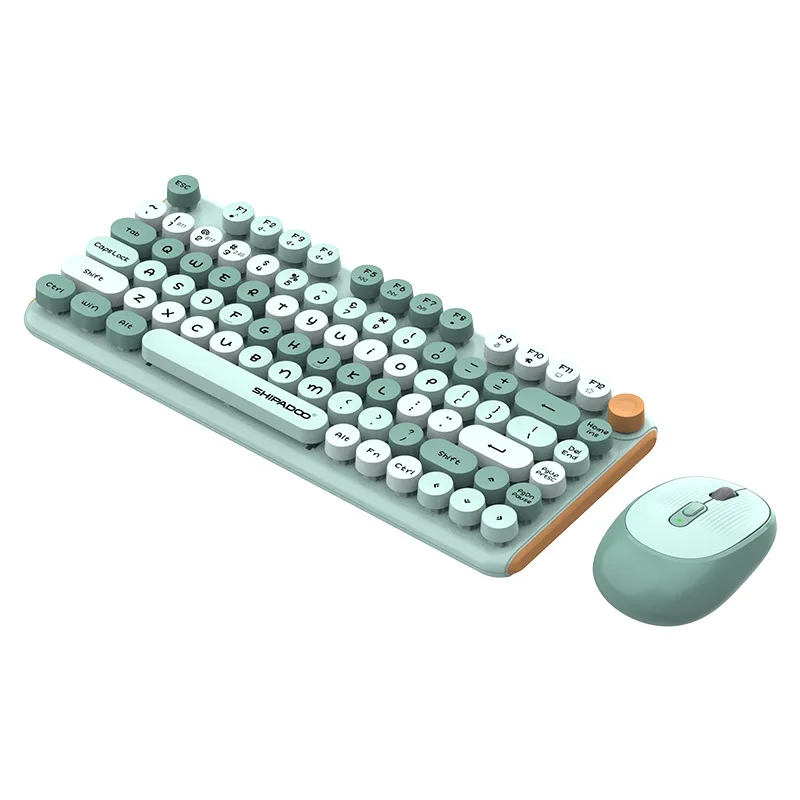 W688 2.4G Bluetooth wireless charging dual-mode 82-key mixed-color punk wireless keyboard and mouse set