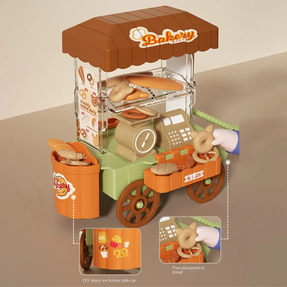 Moda Dessert Stand Camion del gelato Giocattolo Colorato fai da te Mini camion del pane Mini luminoso Carrello per alimenti per bambini Giocattolo Casa delle bambole