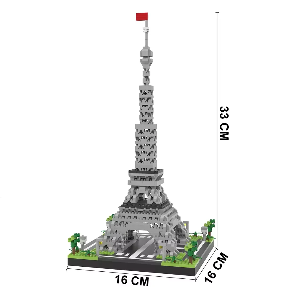 Kit modello Torre Eiffel 3D Dubai City Skyline - Set di costruzione di micro mini mattoni fai-da-te, divertimento per la decorazione dell'home office, souvenir per feste