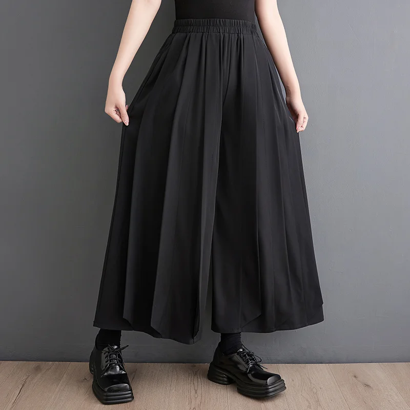 #2917 Spring Summer Black Pleated Wide Leg Pants Women High Waisted Vintage Office Baggy Pants Female Loose Korean Style