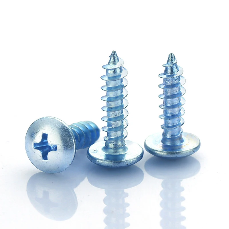Galvanized Hardened Large Umbrella Head Self Tapping Screws,  Flat Round Mushroom Sharp Point Wood Fasteners M3 M4 Household