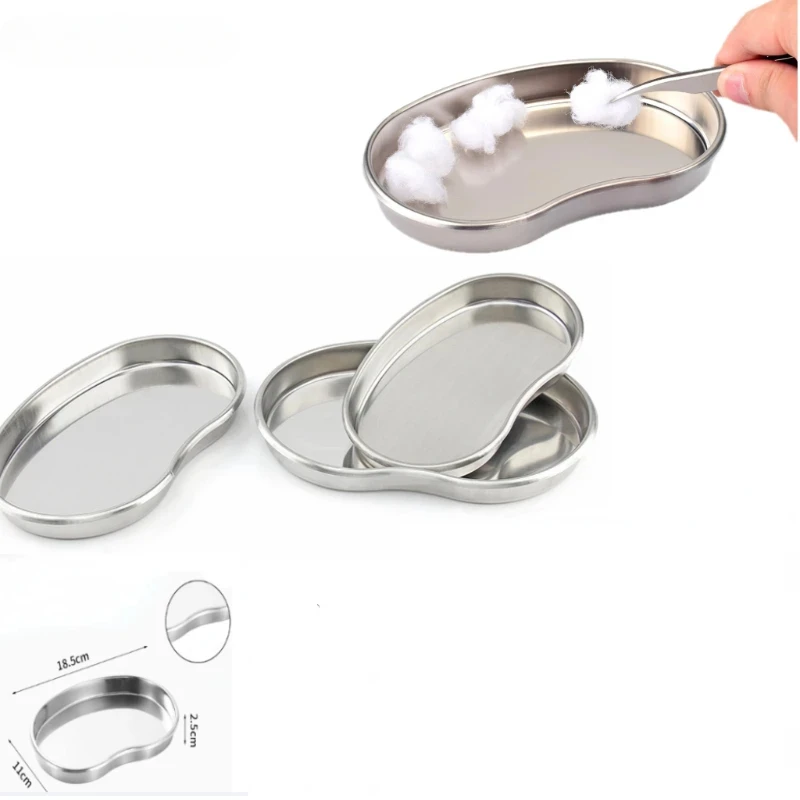 Stainless Steel Sterilized Tray Container Bottle Tweezers Medical Dental Surgical Cosmetic Tattoo Accesory Kidney Shaped Tray