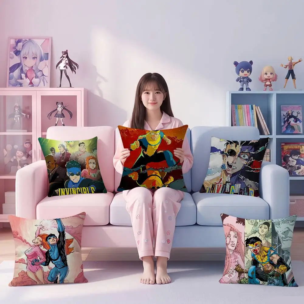 Anime I-Invincible Cartoon Mini 45*45cm Cushion Cover Pillow Cover Decor Pillowcase Home Pillowcase For Couch Pillow