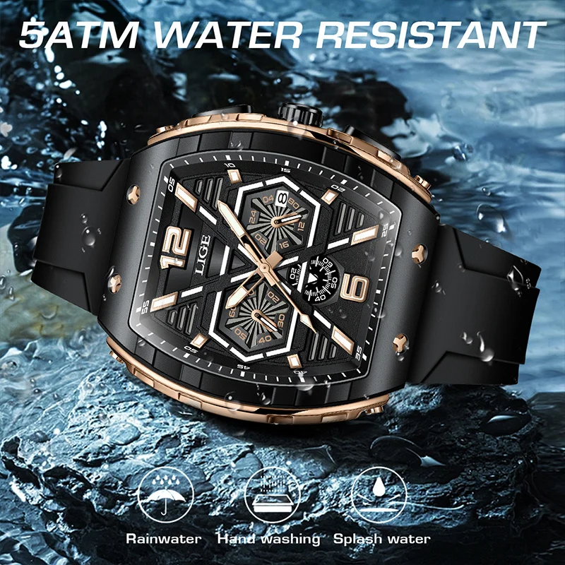 Reloj LIGE de lujo para hombre, relojes de cuarzo deportivos militares luminosos LED a la moda, reloj cronógrafo resistente al agua con calendario de negocios para hombre