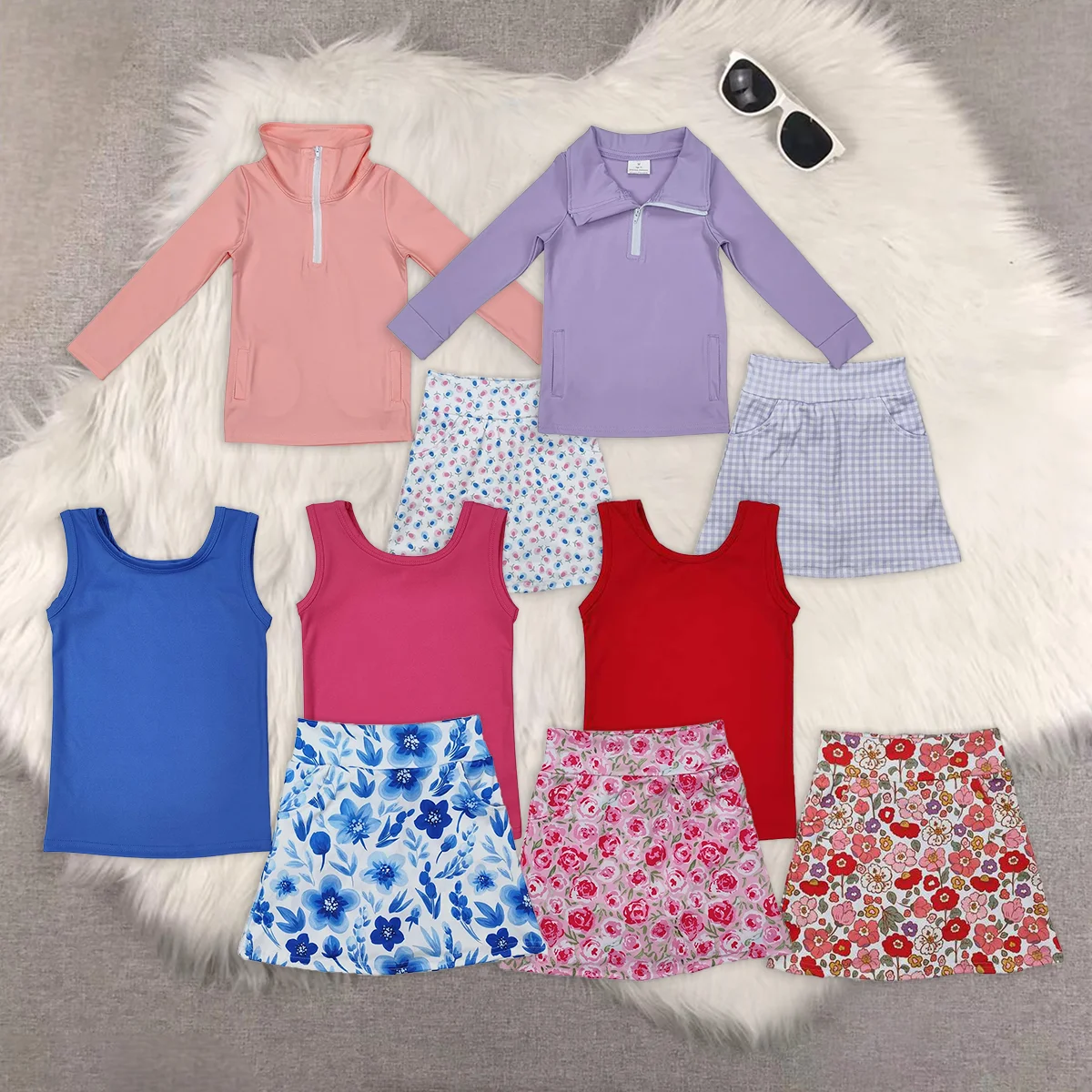 

Baby Girls Pullover Active Wear Top Shorts Skirts Clothes Sets