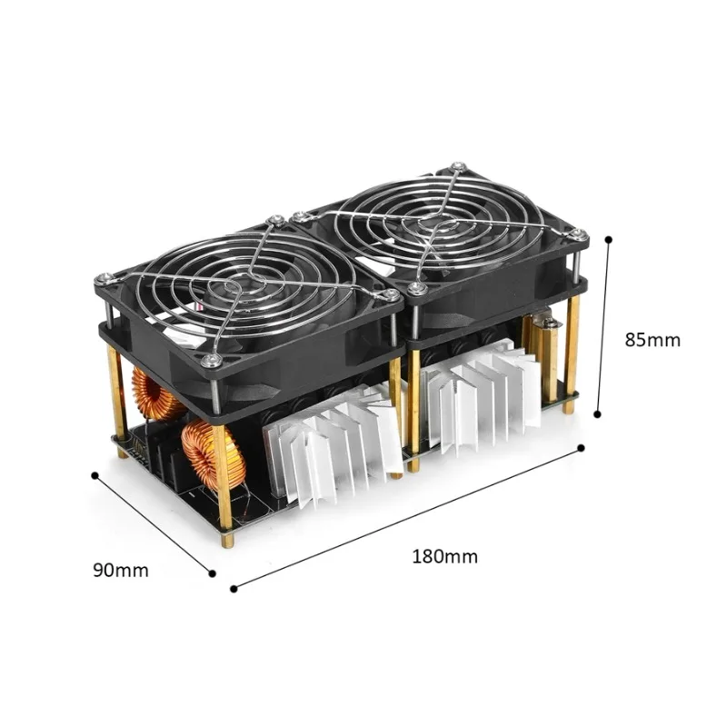 1800W ZVS No-Tap Induction Heater, High Frequency Quenching Melting, DC12-48V for Medium Frequency Furnace