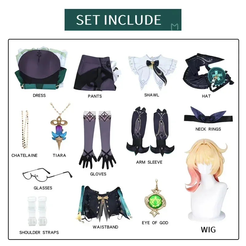 جينشين إمباكت إميلي أزياء تنكرية شعر مستعار أنيمي أزياء الهالوين للرجال زي اللعبة