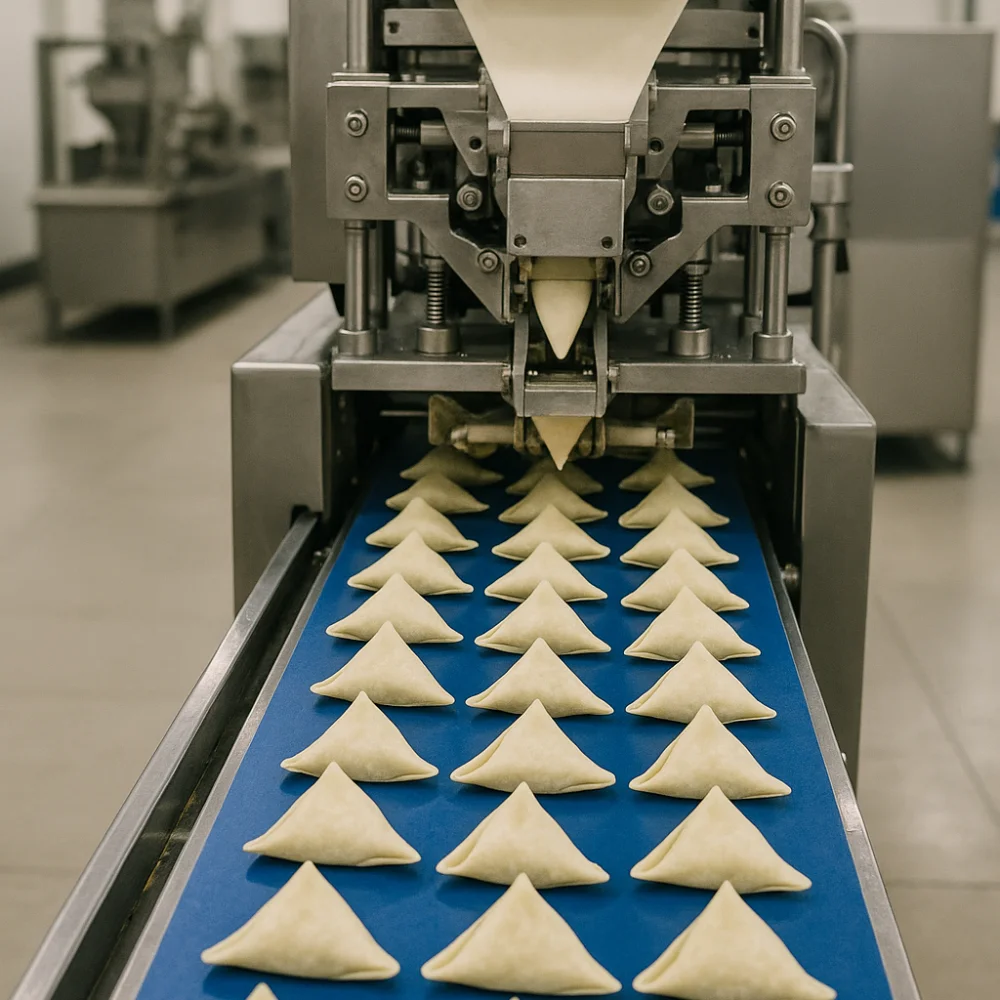Frozen Samosa Production Machine | Automatic Pattis Briwat and Stuffed Dough Snacks Processing Equipment