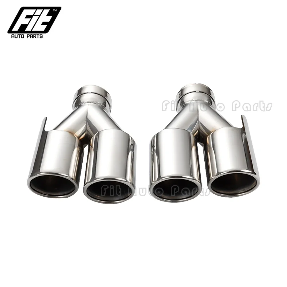 

1pcs dual exhaust tip stainless steel chrome 63mm inlet 76m double outlet Muffler Tailpipe end tip with clamp