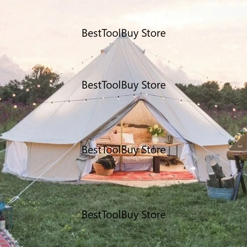 

Factory direct salesHeavy Cotton Canvas 4m 5m 6m Teepee Yurt Glamping Tent New Design Outdoor Bell Tent Waterproof With