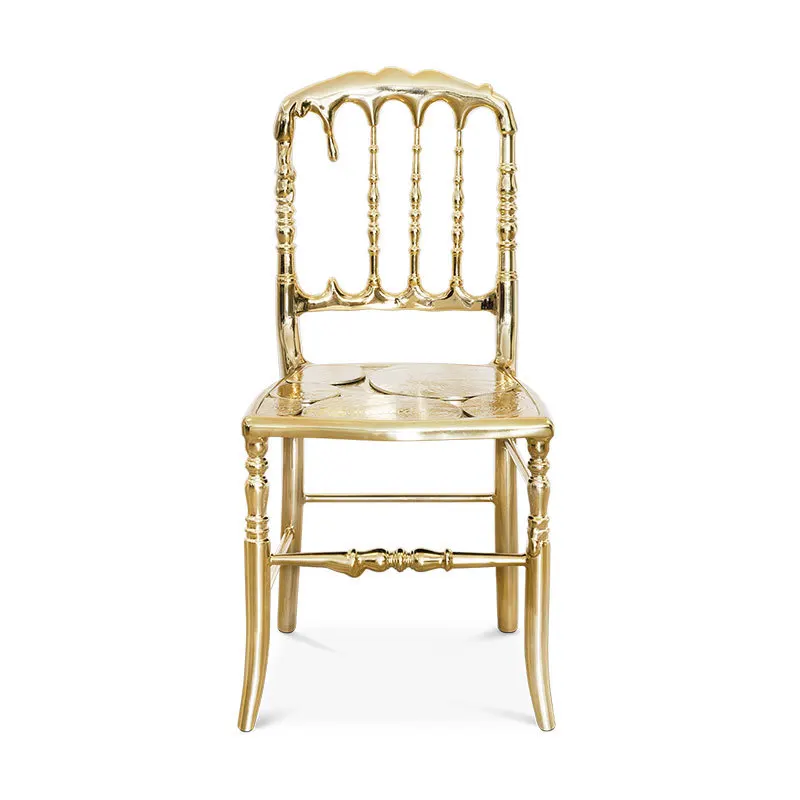 Light luxury pure copper dining chair modern designer balcony backrest single chair creative bedroom high-end dressing