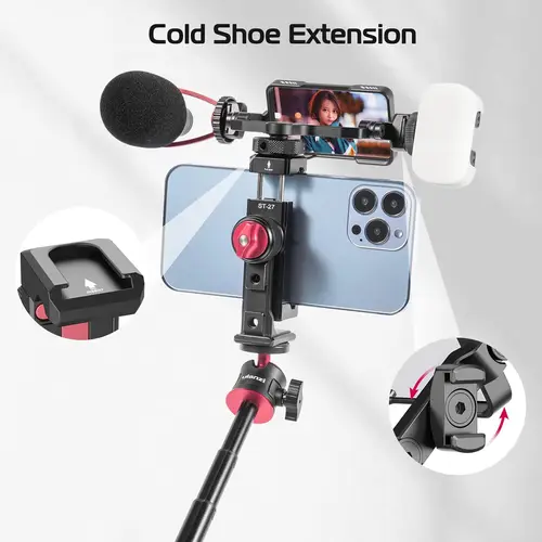 Imagen 2 del producto Ulanzi ST-27 Clip Universal de Metal para teléfono móvil con tornillo 1/4 montaje en frío espejo abatible para soporte Selfie trípode soporte abrazadera de montaje