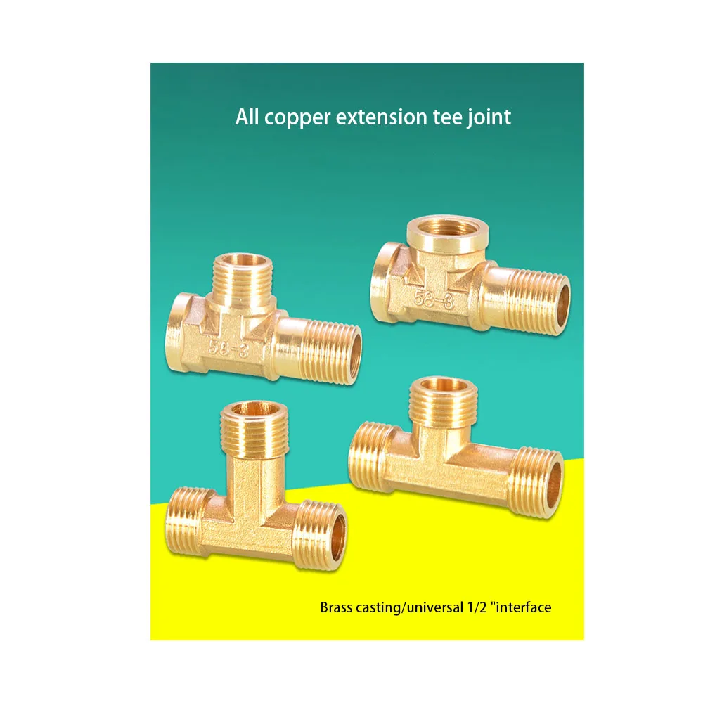 

1/2 "Extended Three-way Copper Three-way External Tooth Extended Three-way DN15 Internal And External Thread Connector