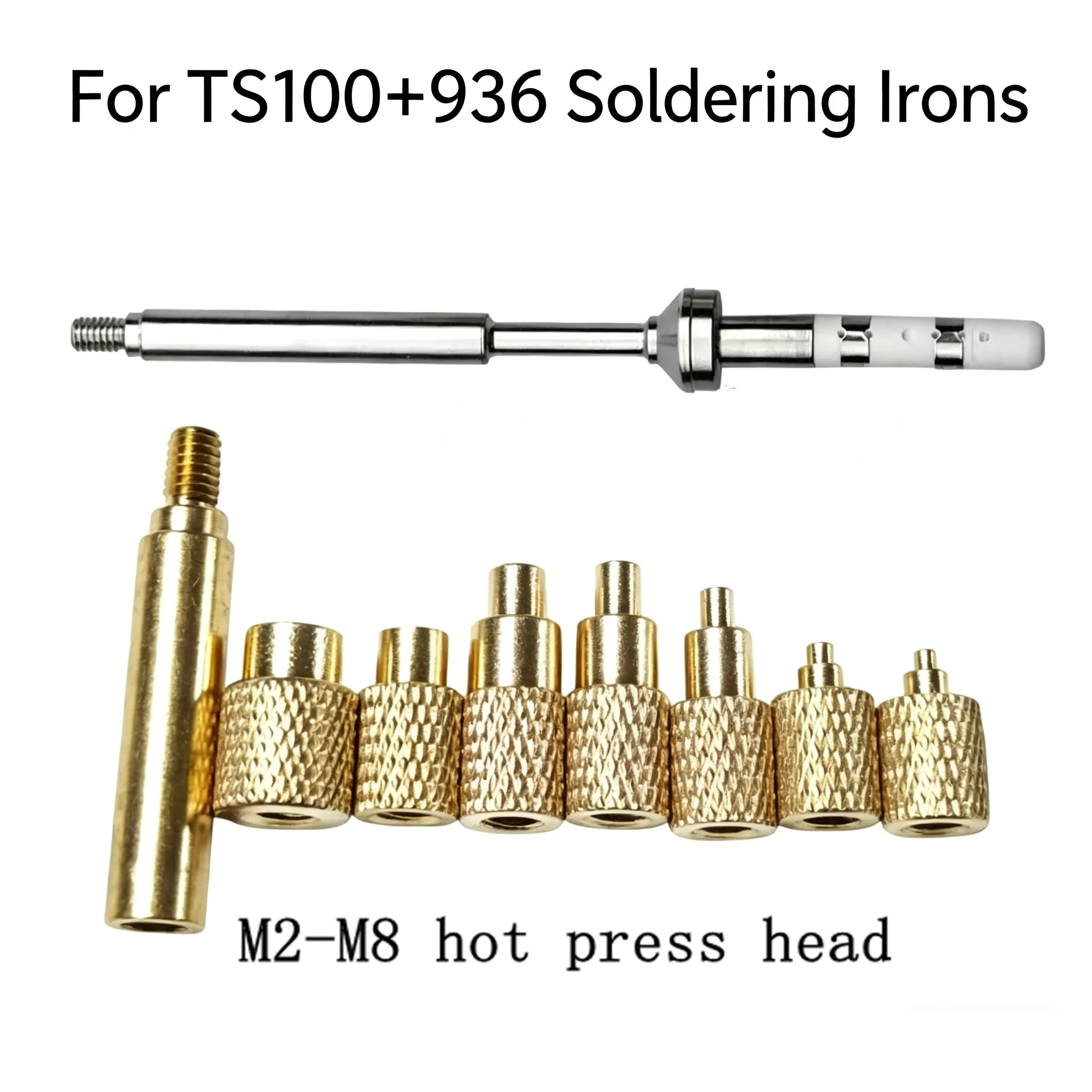 Kit de inserción de latón por fusión en caliente con punta de hierro para soldar, para roscas internas M2-M8, compatible con Pine64 TS100/T101/T85/936, para impresión 3D