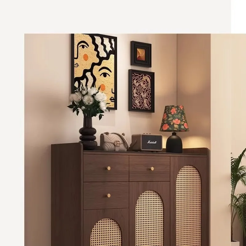 

Medieval style 3-drawer shoe cabinet with wooden frame, suitable for entrance