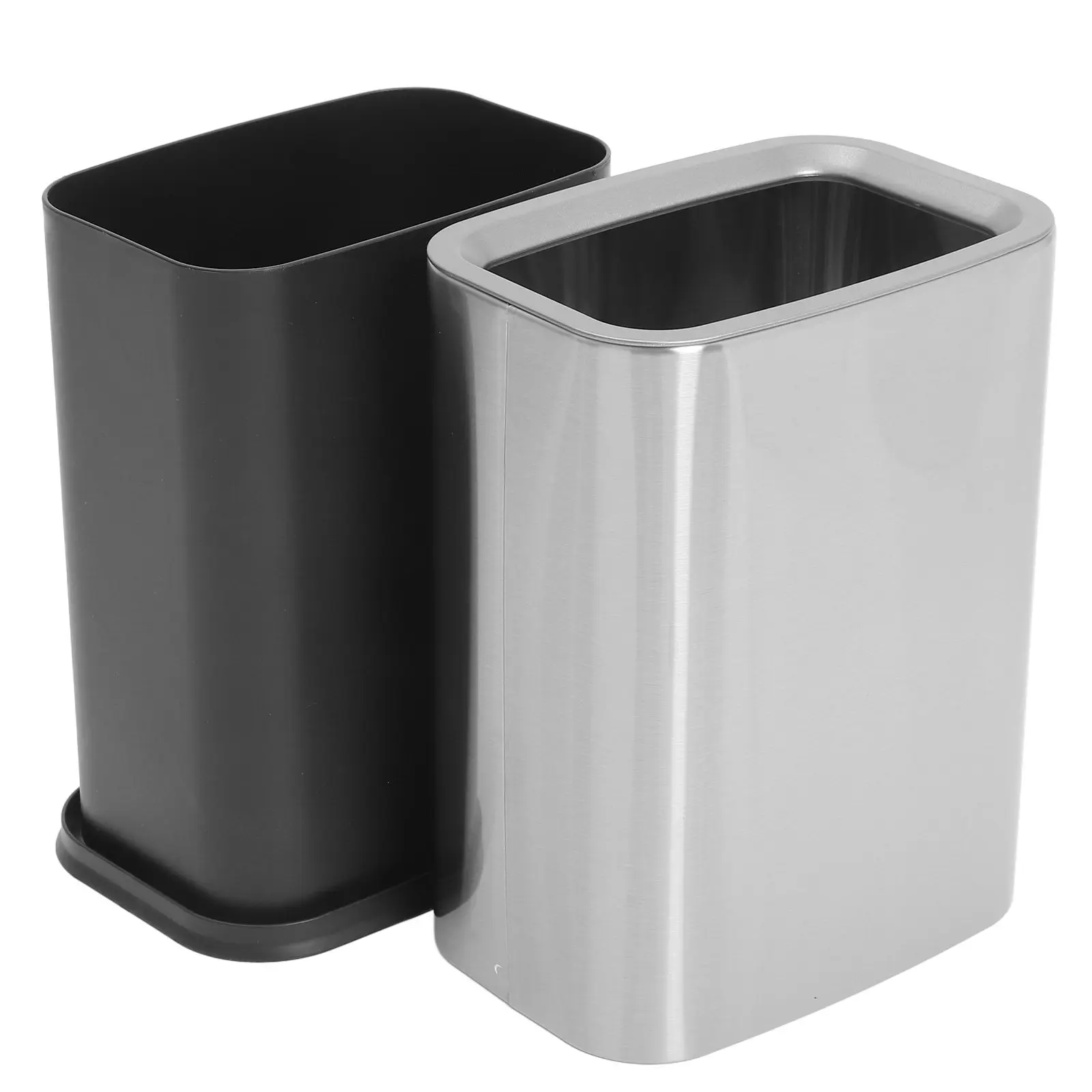 

Stainless Steel Trash Can Dual Bin Open Top Design Reusable Waste Container for Kitchen Living Room Bathroom Modern Garbage Can