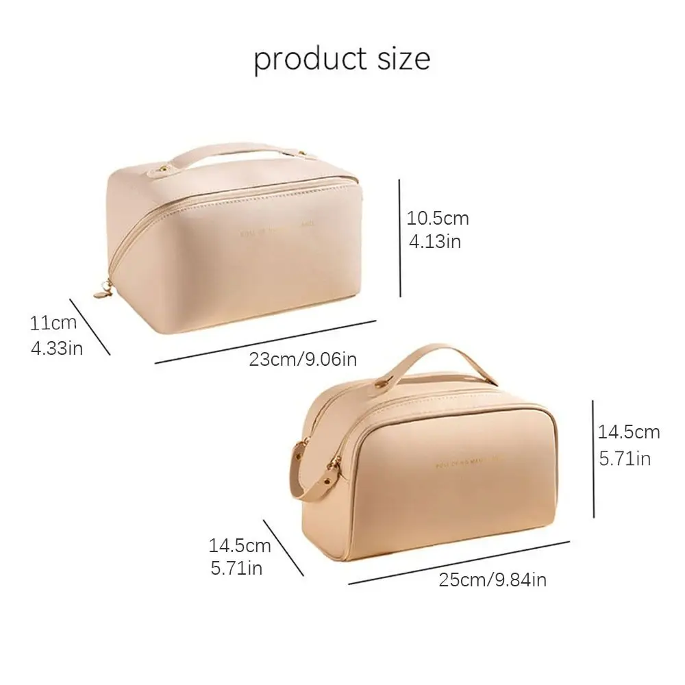 PU Leather Cosmetic Bag Large Capacity Makeup Bag Travel Organizer Toiletry Bag Storage Bag Waterproof Washbag