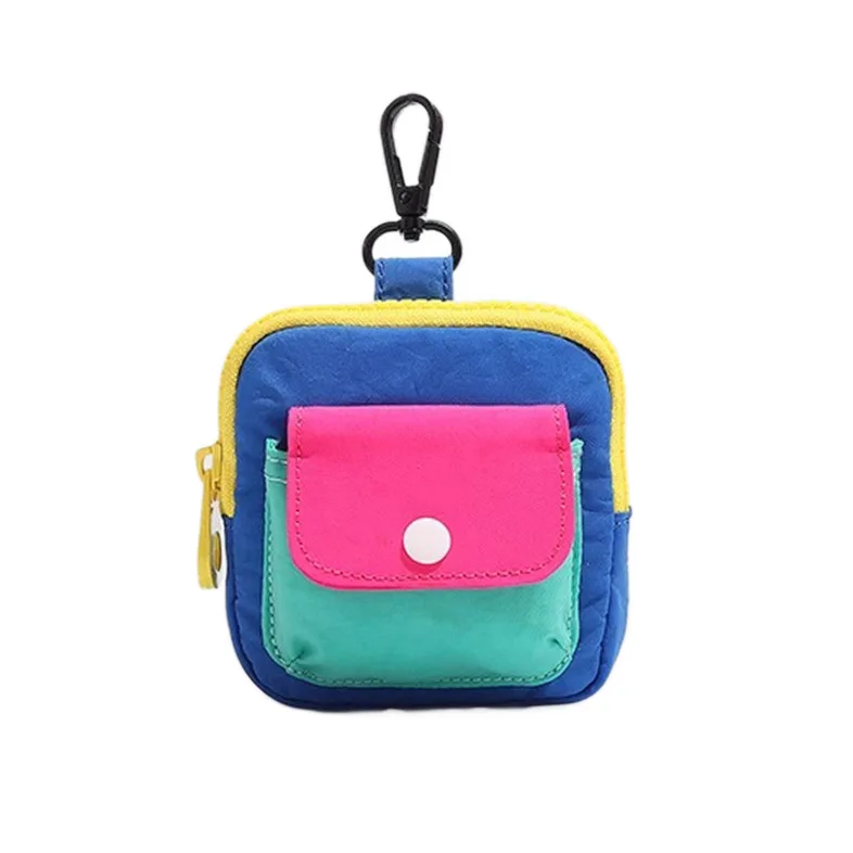 Block Mini Coin Purse Swivel Lobster Clasp Portable Zipper Earbud Bag Cute Small Card Holder Backpack Hanging Storage Pouch view 5