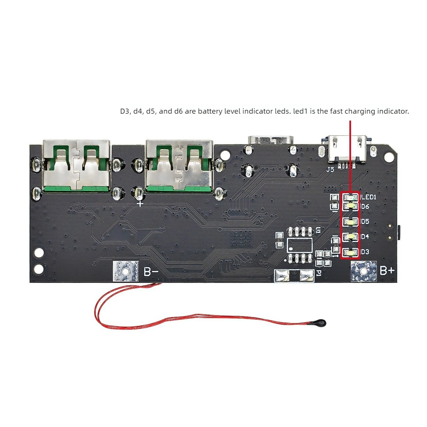 

2pcs 22.5W Power Bank Module 5 Ports Bidirectional Fast Charging QC4 PD30 Mobile Power DIY Board Circuit